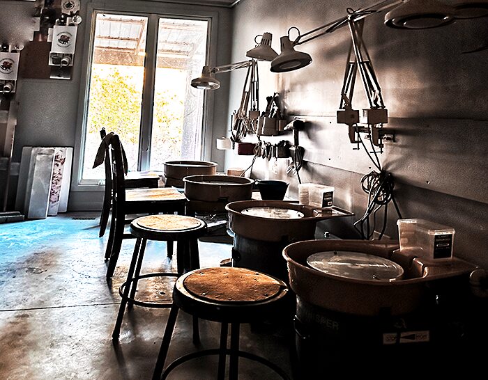 Fire Horse Ceramics studio with pottery wheels